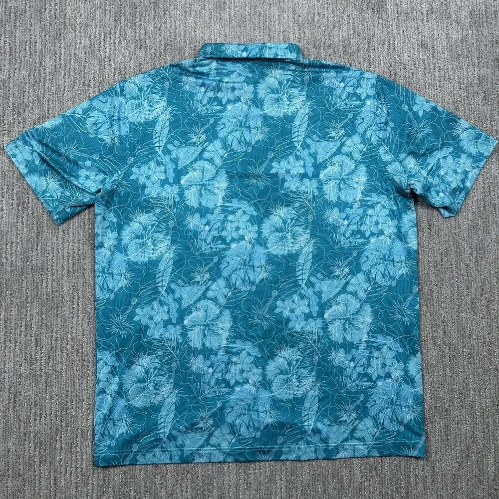 Waggle Shirt Adult 2XL Golf Polo Blue Floral Performance Stretch Mens - Picture 6 of 7